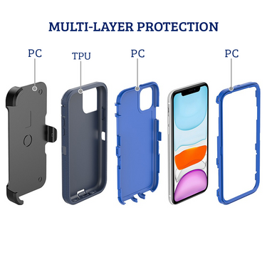 iPhone 11 Pro Compatible Case Cover With Belt Clip And Shockproof Robot Armor Hard Plastic - Purple